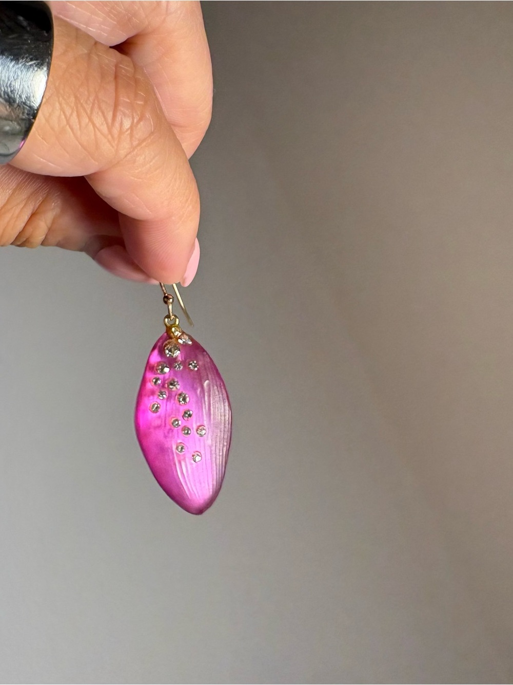 Alexis Bittar Purple Leaf Crystal Drop Earrings - Picture 3 of 3